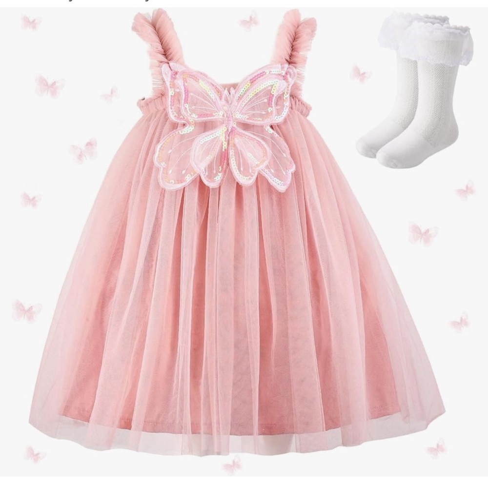 Girl Birthday Outfit Dress Butterfly Dress Fairy Dress Toddler pageant wedding